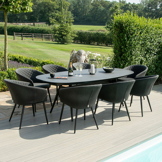 Outdoor Fabric Ambition 8 Seat Oval Dining Set - Charcoal