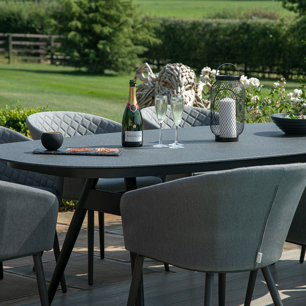 Outdoor Fabric Ambition 8 Seat Oval Dining Set - Flanelle