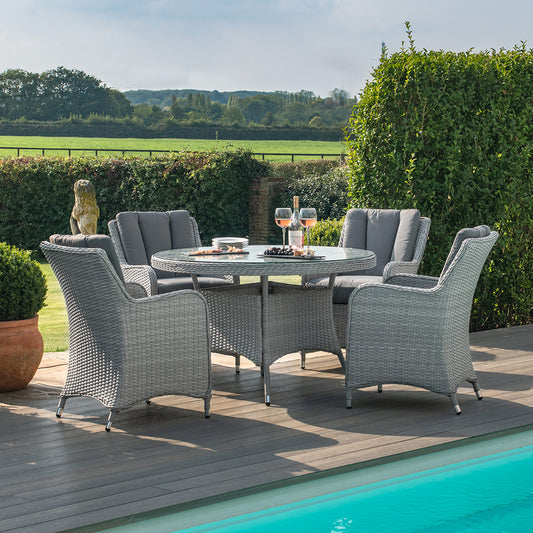 Ascot 4 Seat Round Dining Set with Weatherproof Cushions
