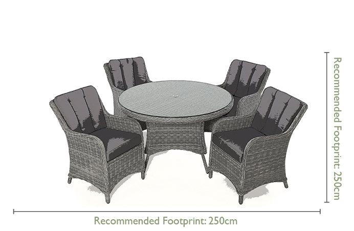 Ascot 4 Seat Round Dining Set with Weatherproof Cushions