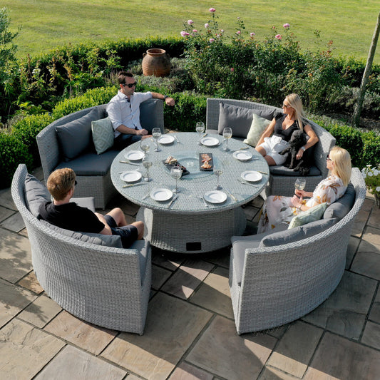 Ascot Round Sofa Dining Set with Rising Table & Weatherproof Cushions