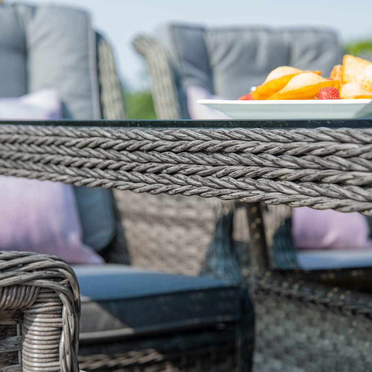 Victoria Rattan 6 Seat Round Dining Set