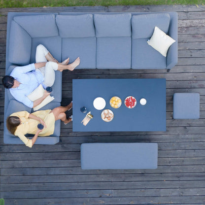 Outdoor Fabric Pulse Rectangular Corner Dining Set with Rising Table - Flanelle