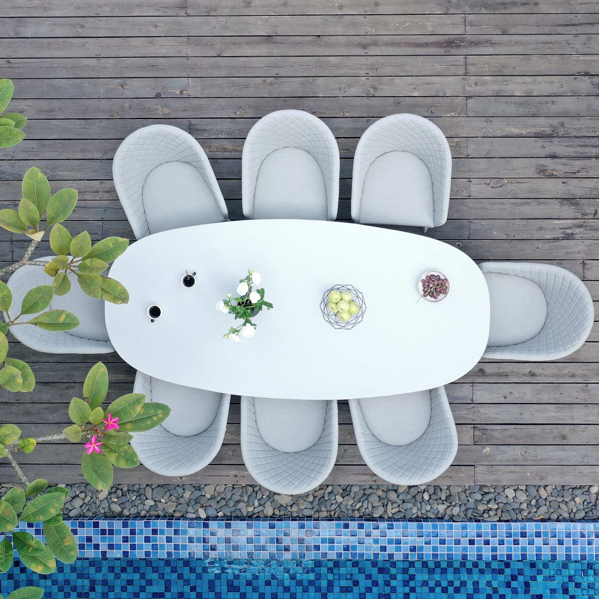 Outdoor Fabric Ambition 8 Seat Oval Dining Set - Lead Chine