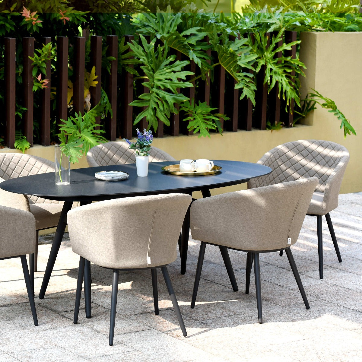 Outdoor fabric Ambition 6 Seat Oval Dining Set - Taupe