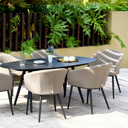 Outdoor fabric Ambition 6 Seat Oval Dining Set - Taupe