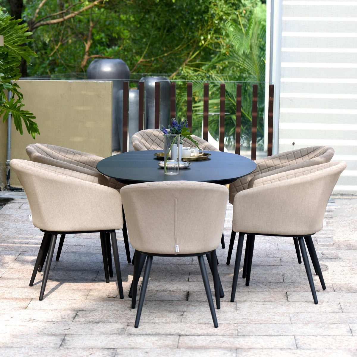 Outdoor fabric Ambition 6 Seat Oval Dining Set - Taupe