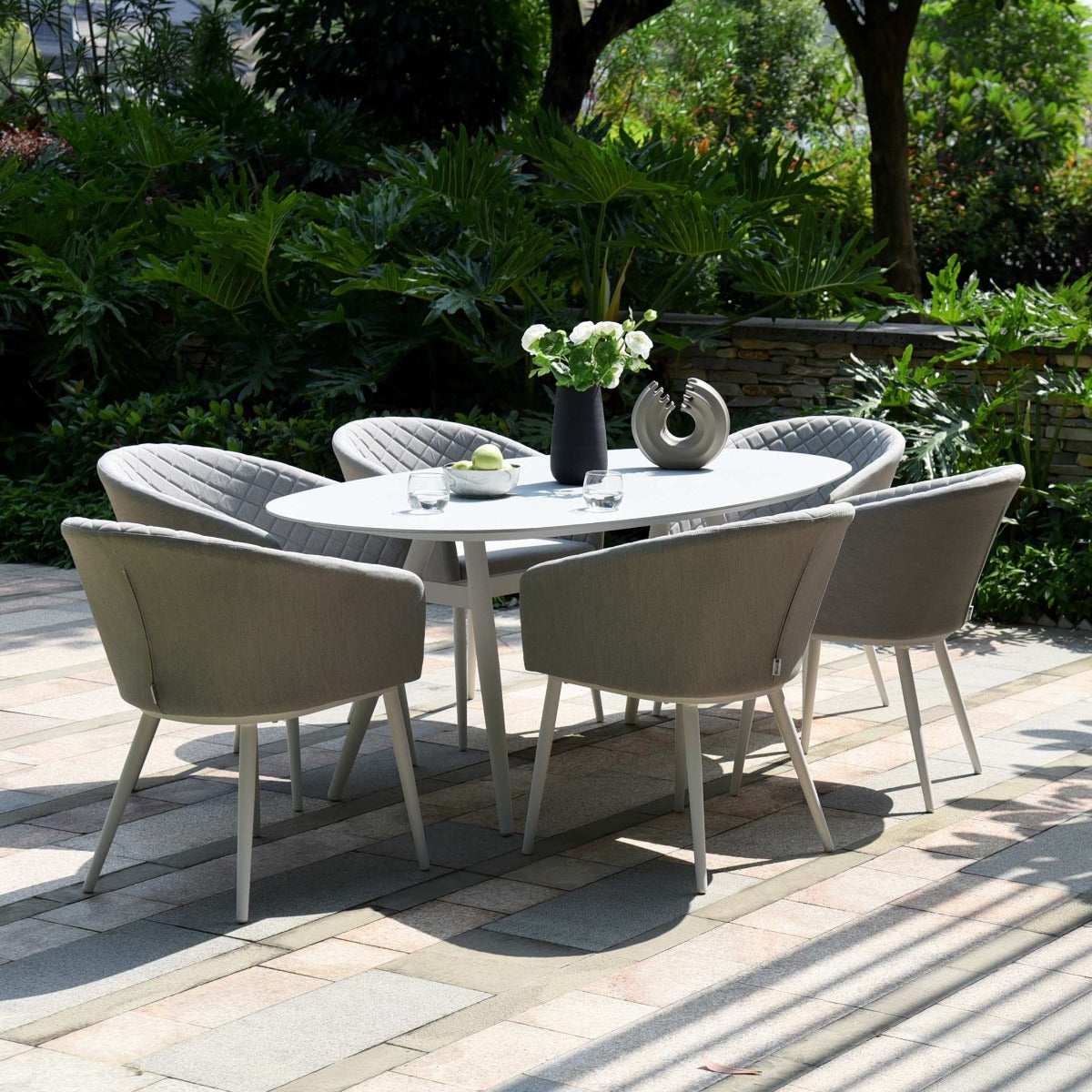 Outdoor Fabric Ambition 6 Seat Oval Dining Set - Lead Chine