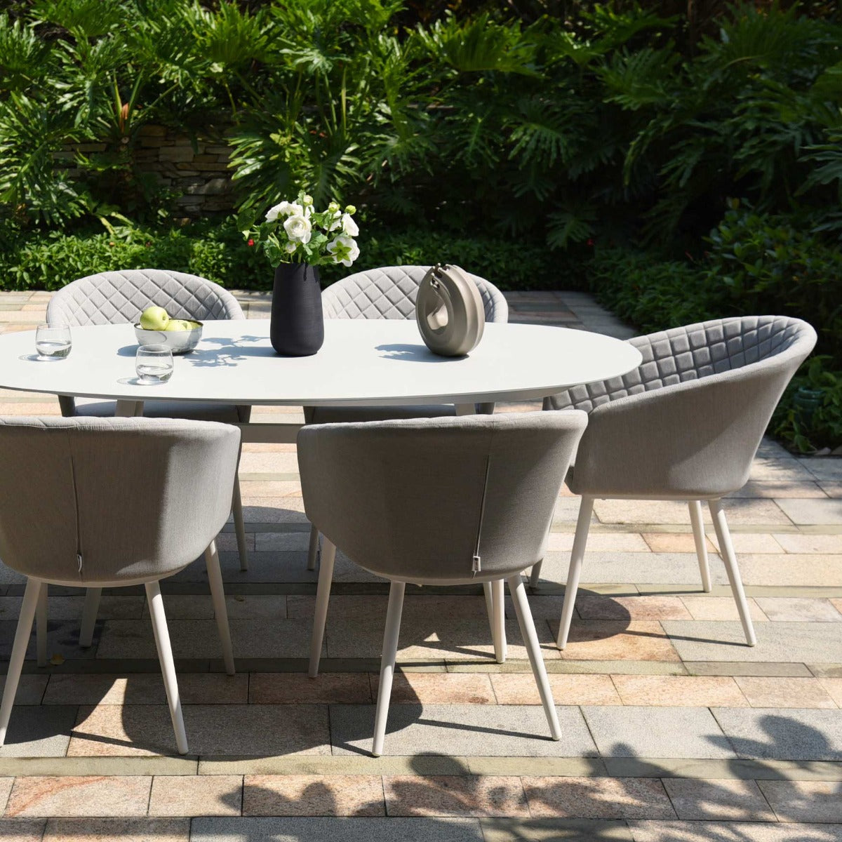 Outdoor Fabric Ambition 6 Seat Oval Dining Set - Lead Chine