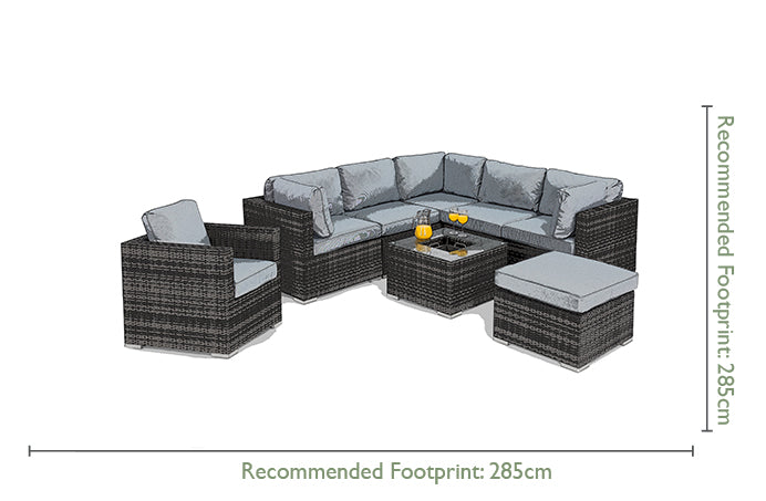 London Corner Sofa Set with Armchair & Ice Bucket - Grey