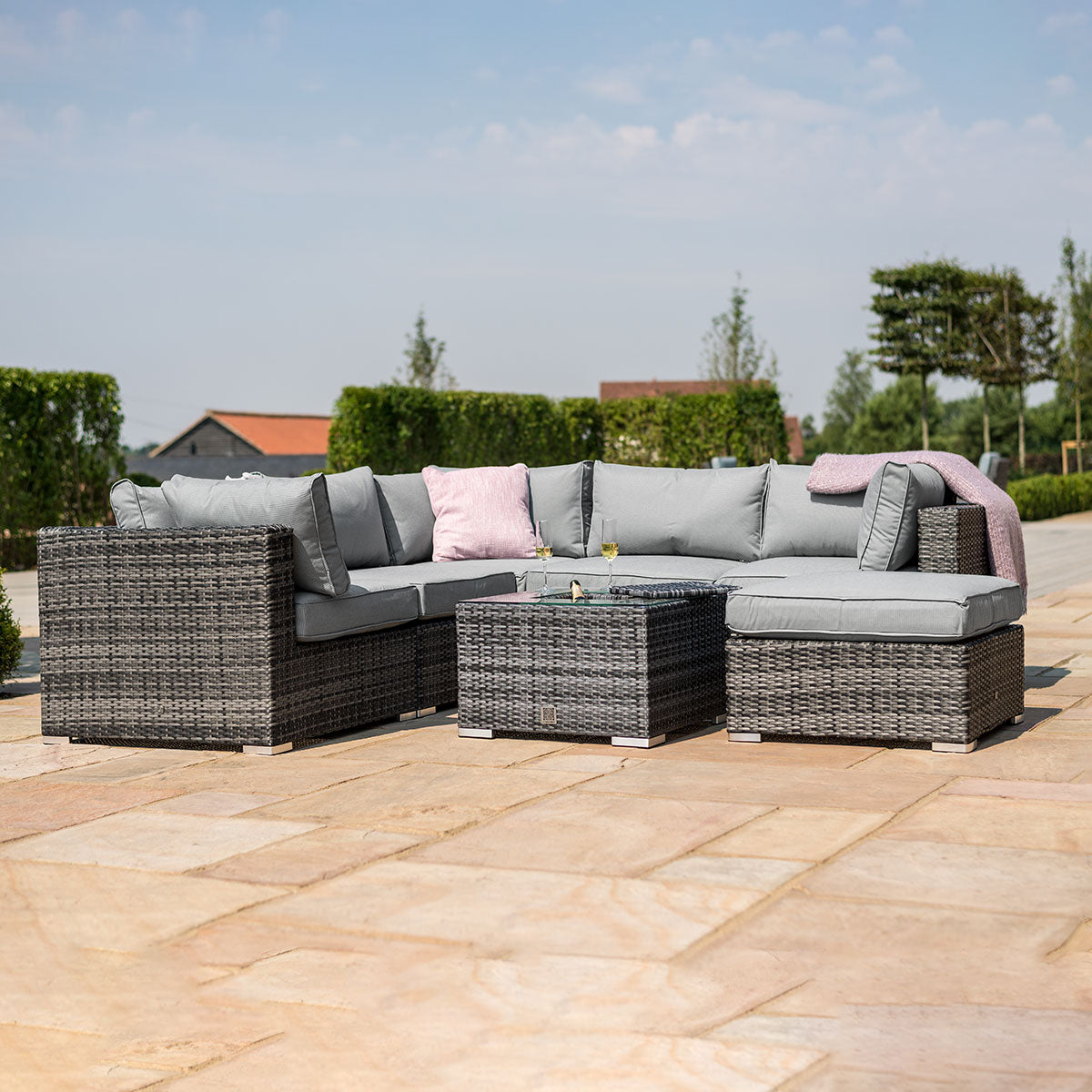 London Corner Sofa Set with Ice Bucket - Grey