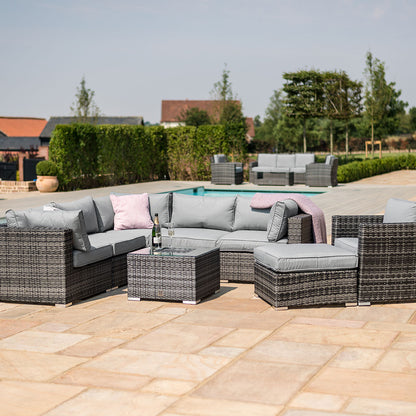 London Corner Sofa Set with Armchair & Ice Bucket - Grey