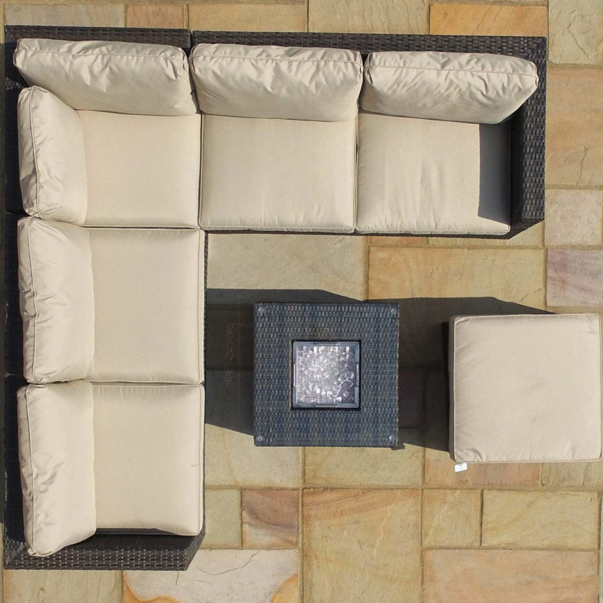 London Corner Sofa Set with Armchair & Ice Bucket - Brown