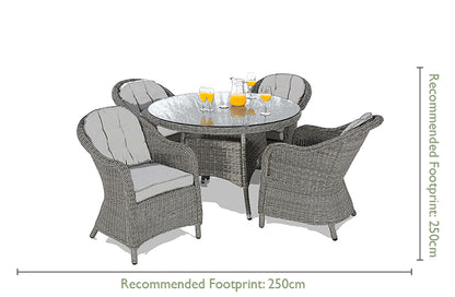 Oxford 4 Seat Round Dining Set with Heritage Chairs