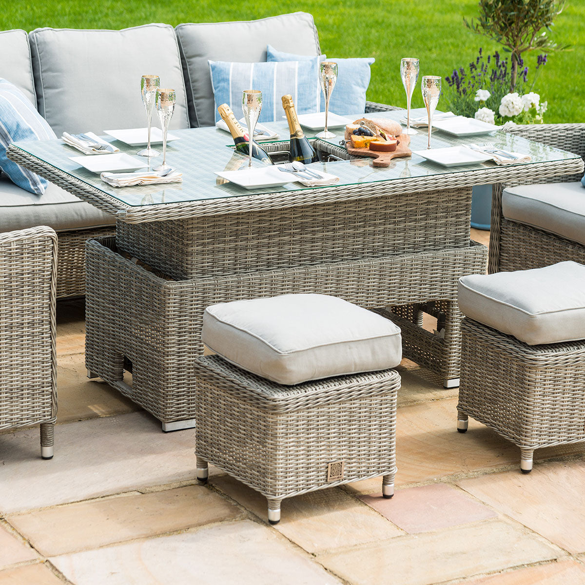 Oxford Sofa Dining Set with Ice Bucket and Rising Table