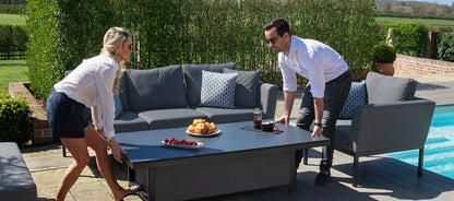 Outdoor fabric Pulse 3 Seat Sofa Set with Rising Table - Flanelle