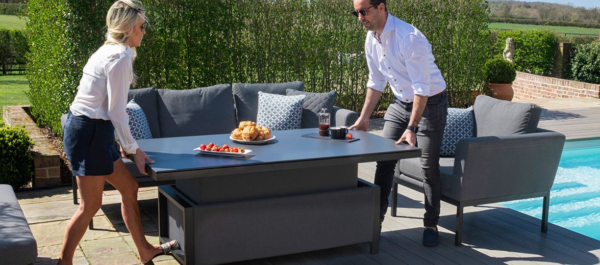 Outdoor fabric Pulse 3 Seat Sofa Set with Rising Table - Flanelle