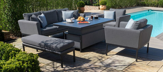 Outdoor fabric Pulse 3 Seat Sofa Set with Rising Table - Flanelle