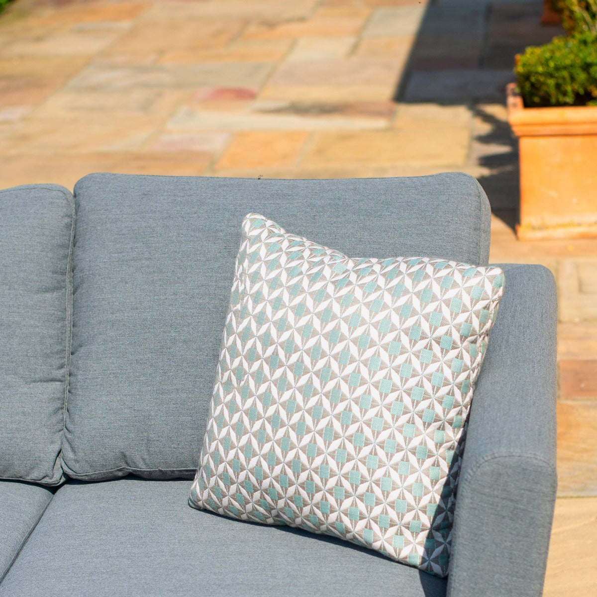 Outdoor Fabric Pulse Rectangular Corner Dining Set with Rising Table - Flanelle