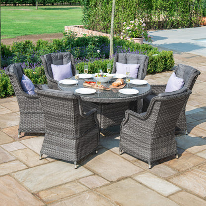 Victoria Rattan 6 Seat Round Dining Set