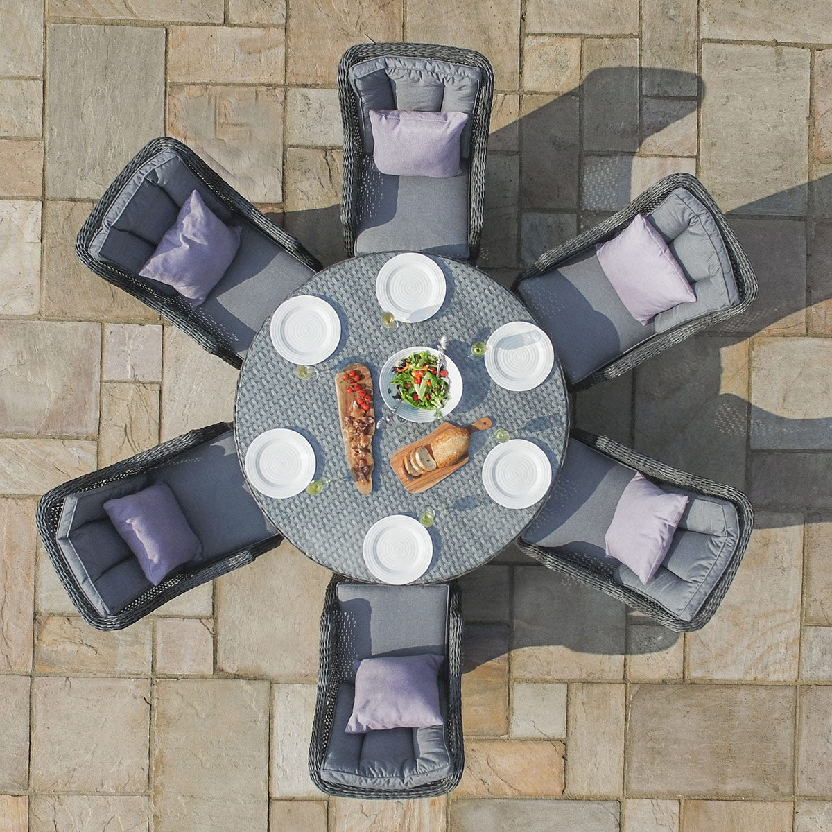 Victoria Rattan 6 Seat Round Dining Set