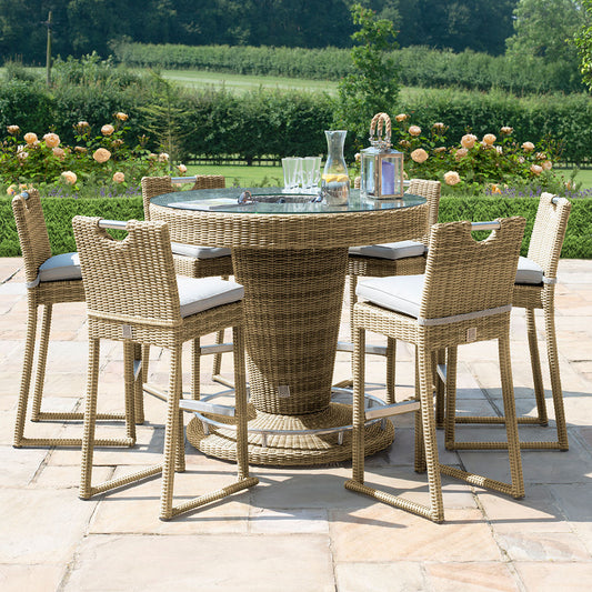 Winchester 6 Seat Round Rattan Bar Set
