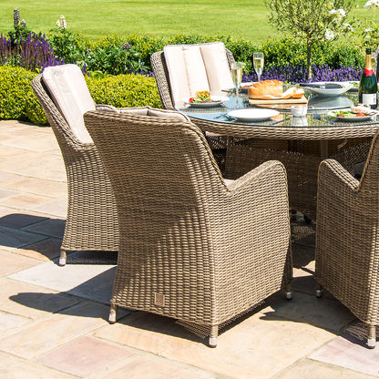 Winchester 6 Round Rattan Dining Set with Venice Chairs, Ice Bucket & Lazy Susan