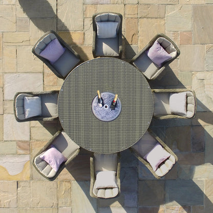 Winchester 8 Seat Round Rattan Dining Set with Venice Chairs, Ice Bucket & Lazy Susan