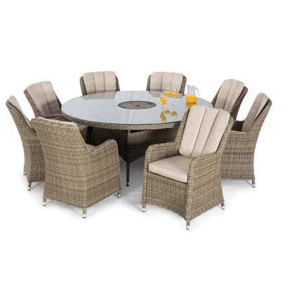 Winchester 8 Seat Round Rattan Dining Set with Venice Chairs, Ice Bucket & Lazy Susan