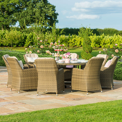 Winchester 8 Seat Round Rattan Dining Set with Venice Chairs, Ice Bucket & Lazy Susan