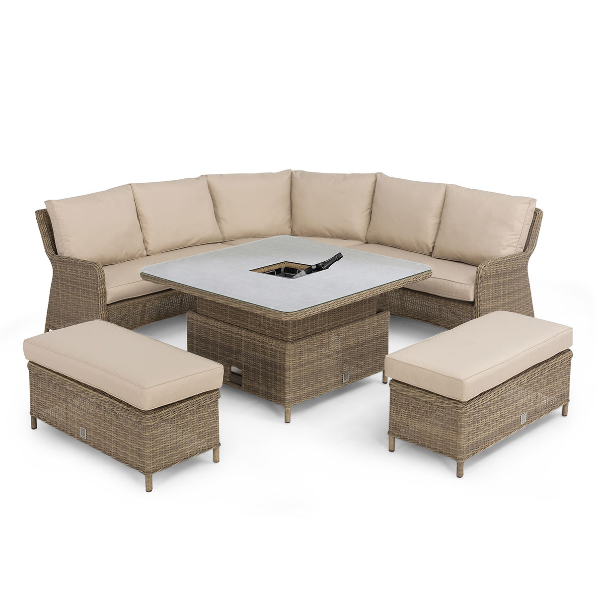 Winchester Rattan Royal Corner Dining Set with Rising Table & Ice Bucket