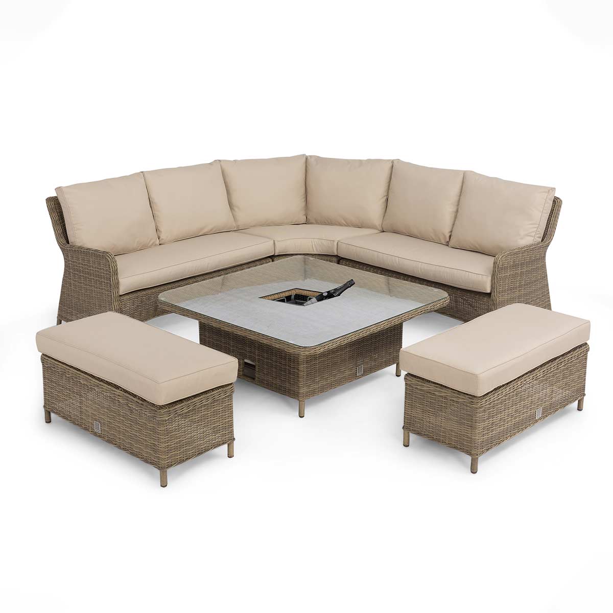 Winchester Rattan Royal Corner Dining Set with Rising Table & Ice Bucket