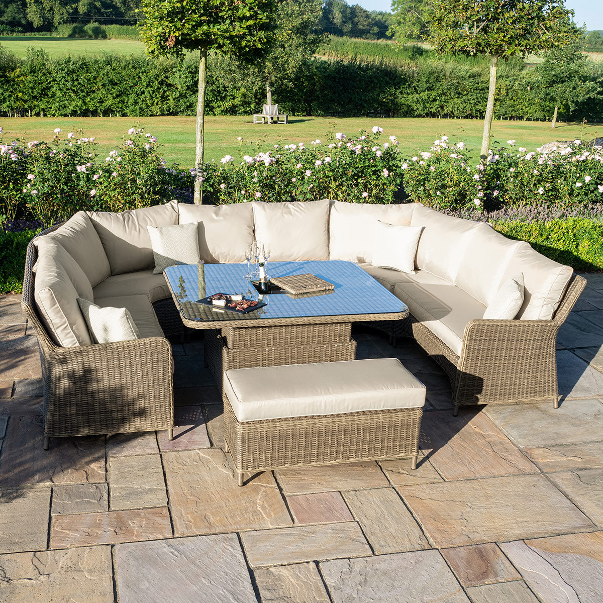 Winchester Royal U Shaped Sofa Set with Rising Table and Ice Bucket
