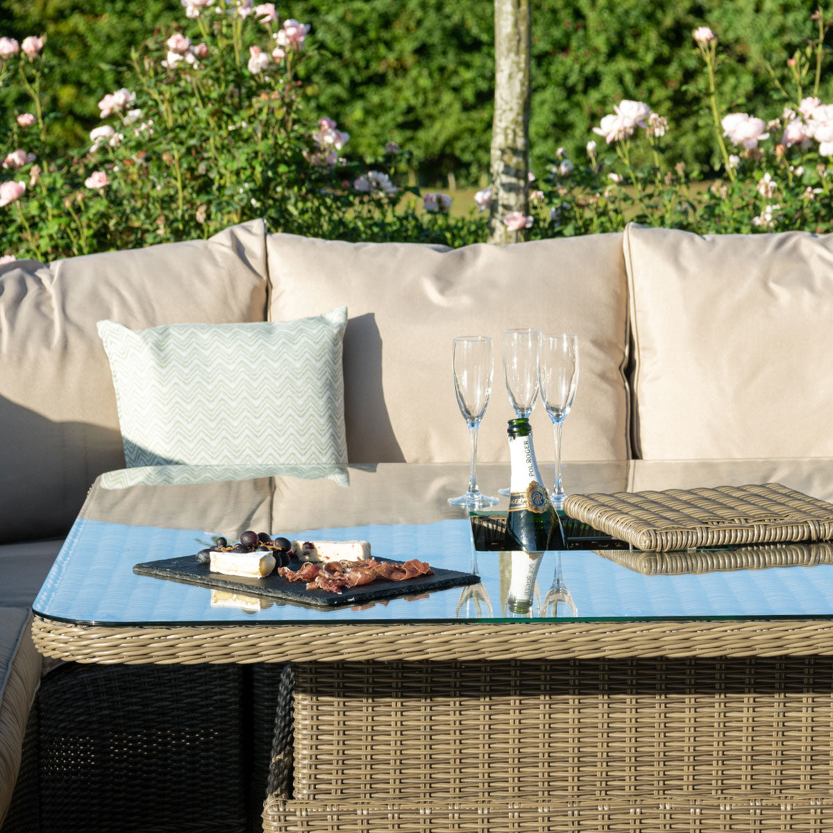 Winchester Rattan Royal Corner Dining Set with Rising Table & Ice Bucket