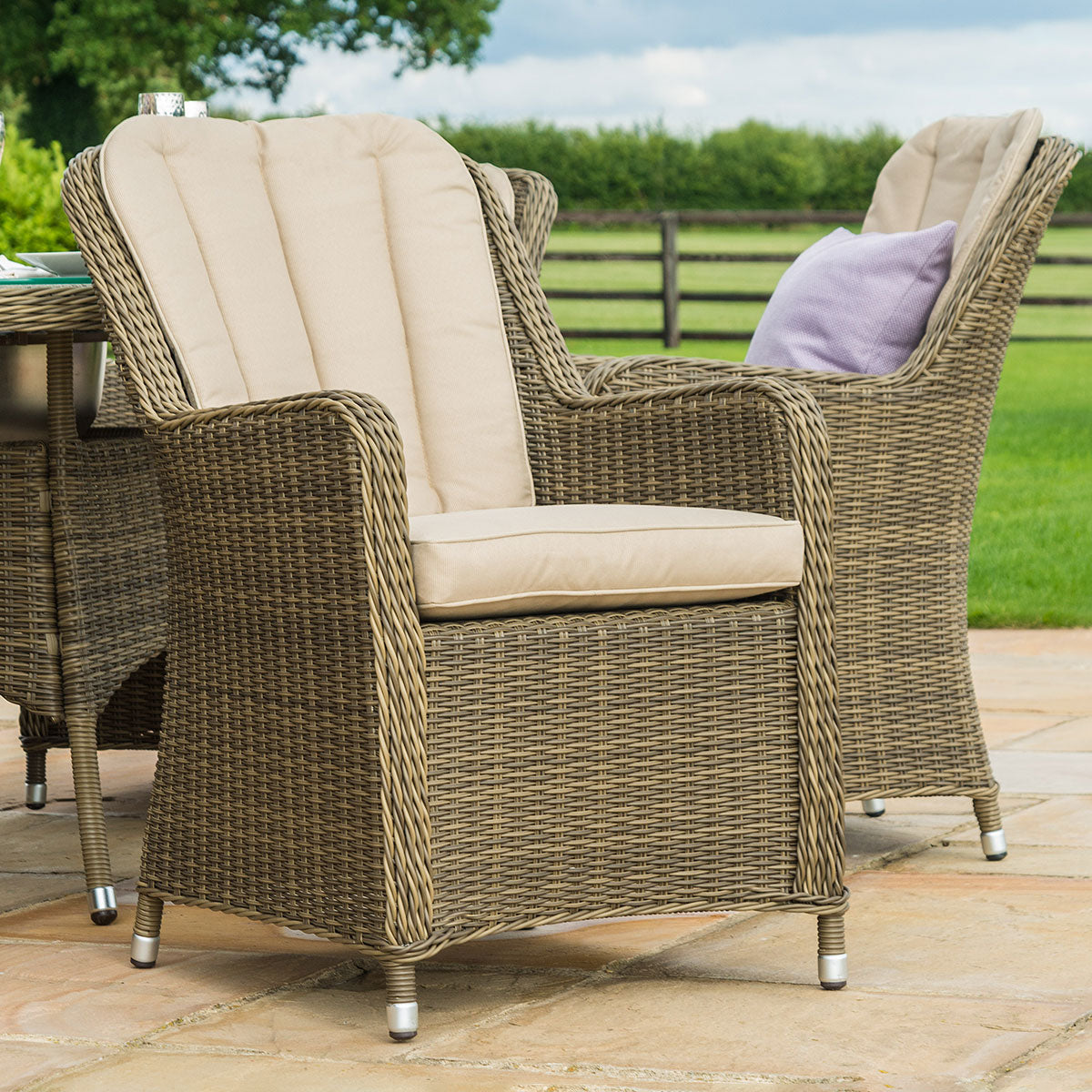 Winchester 6 Seat Oval Rattan Dining Set with Venice Chairs, Ice Bucket & Lazy Susan