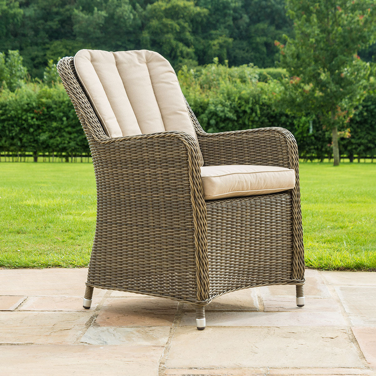 Winchester 6 Round Rattan Dining Set with Venice Chairs, Ice Bucket & Lazy Susan